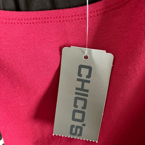 Chicos Garden Prowl Jacket, Fudge w/Fuschia Shell and JNY capri, eyelet detail - Picture 5 of 12